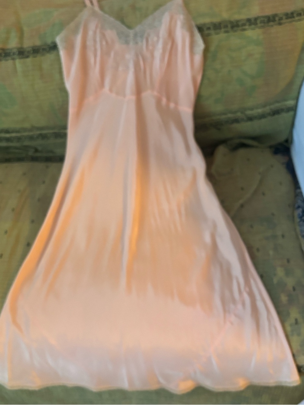 Light Peach Satin Lace-Trim Slip Chemise - Women's Sleepwear